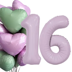 Purple Green Series Balloon 18Inch Vintage Foil Star Heart Balloon For Adult Kids Happy Birthday Party Decoration DIY Supplies