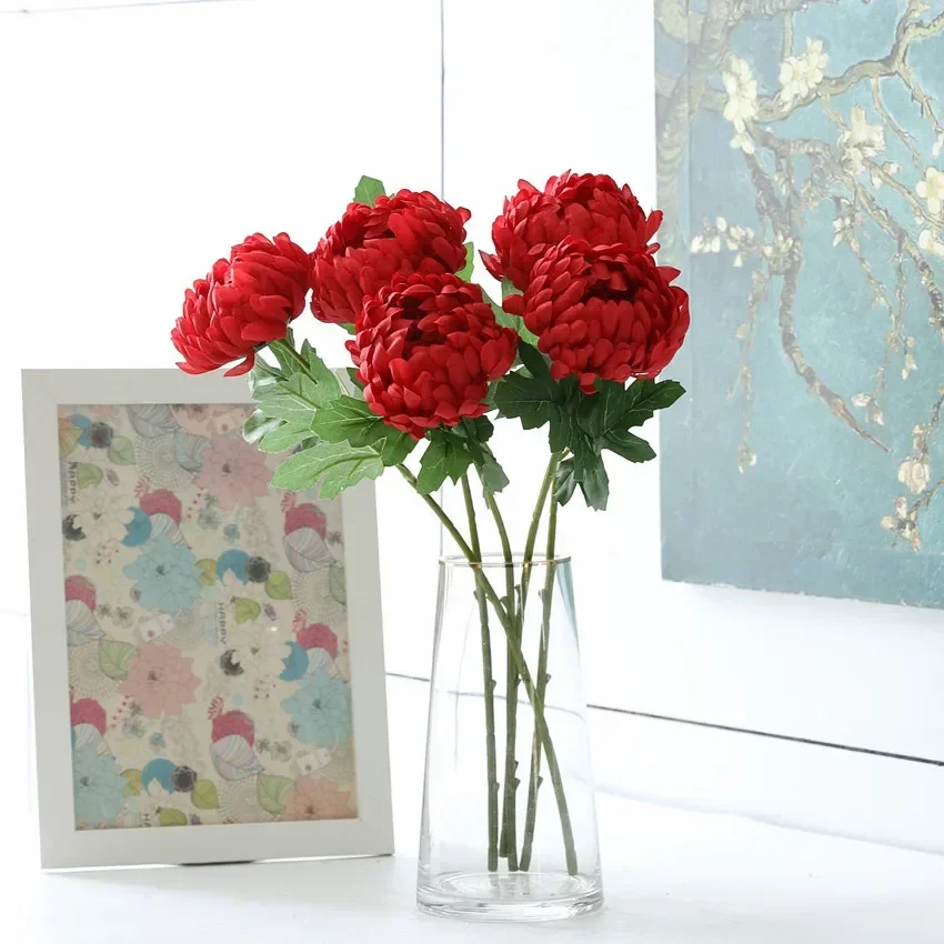 48 Cm Kunstbloemen Chrysanthemum Boeket Mooie Zijden Thuistafel Decor Regelen Simulatie Nepplanten Thuis Decore