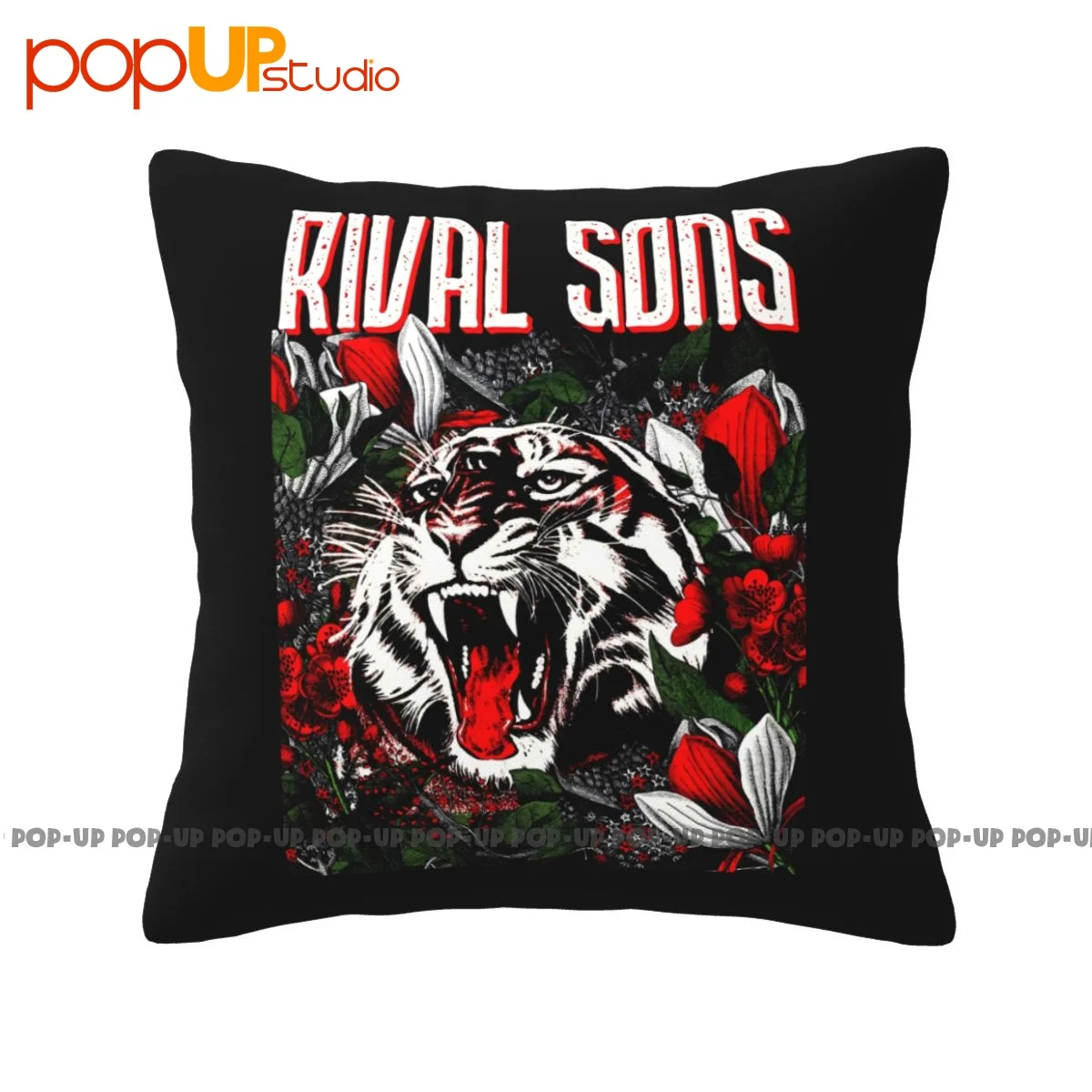 Soft Rival Sons 3 Eyed Tiger Uk Eu Tour Pillowcase Throw Pillow Cover Creative Skin Care Anti-Bacterial