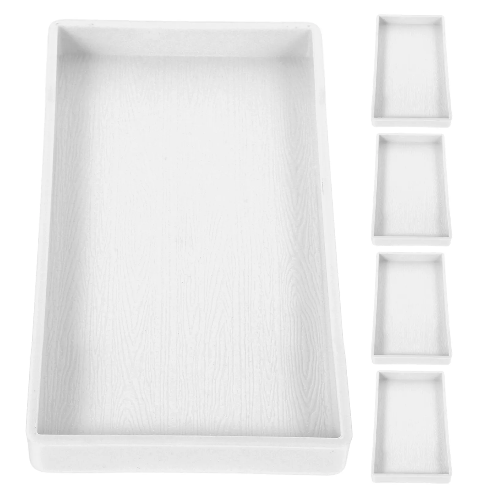 5Pcs Shatterproof Thickened Bathroom Vanity Tray Rectangle Organizer Small Decorative Tray Sink Countertop Wood Pattern - view 2
