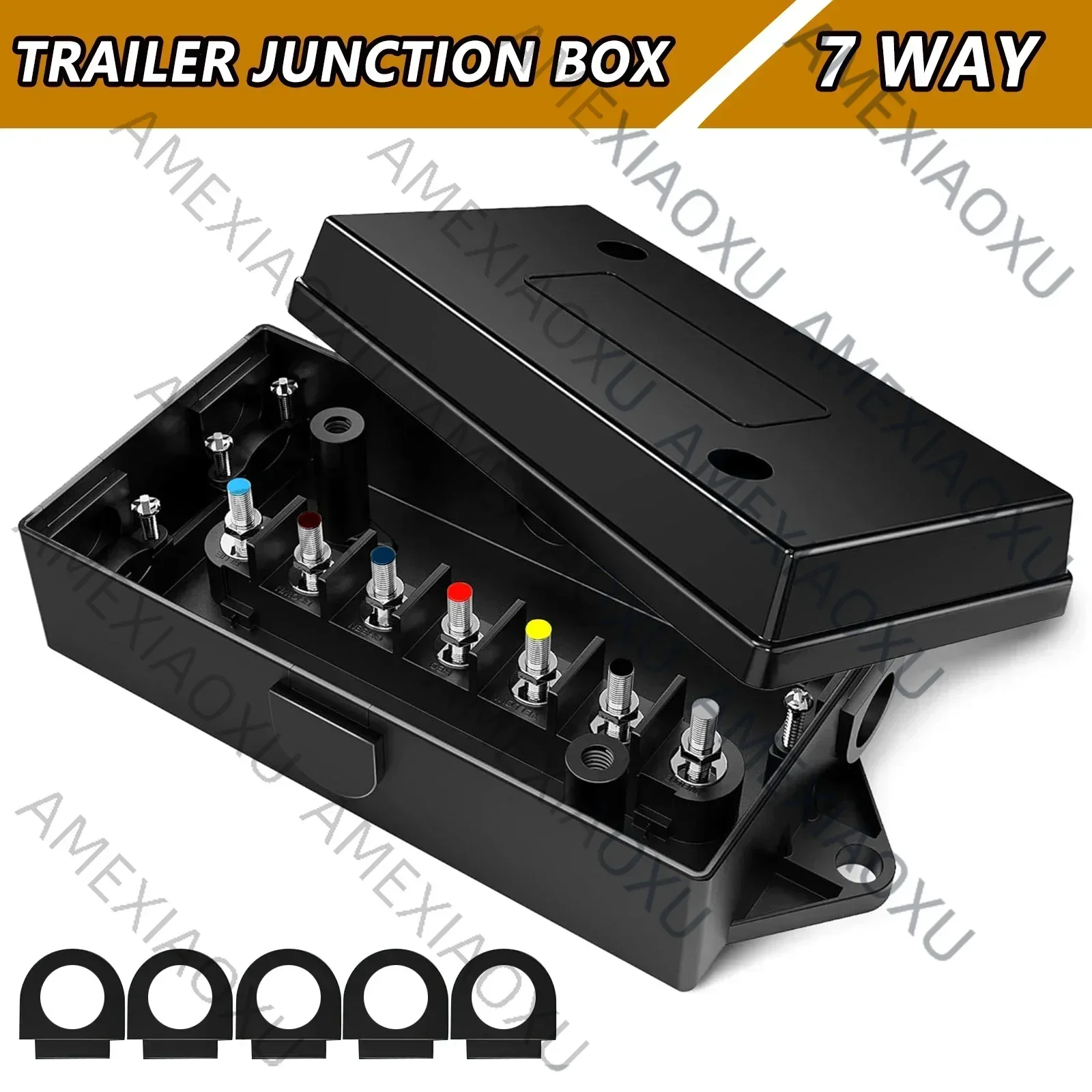 7 Way Trailer Wire Cord Junction Box Coded Truck Weatherproof Brand New 7-Way Camper Truck Weather Proof RV Light Cord Plug Kit