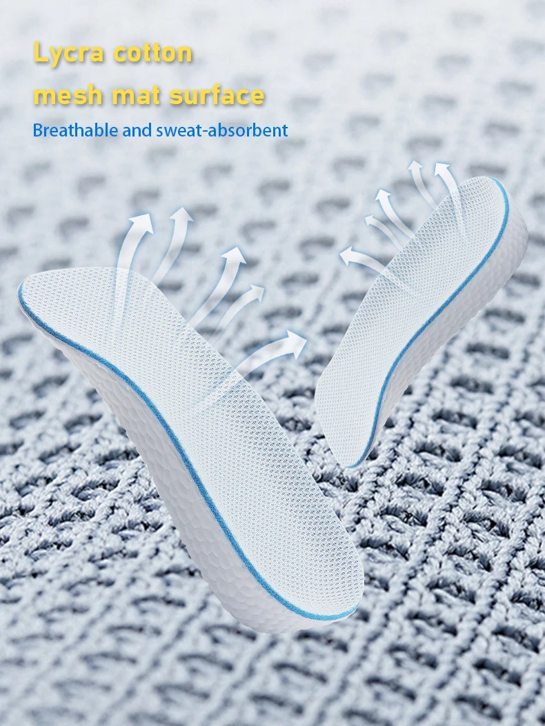 1 Paar Unisex-Einlegesohlen zur Körpergrößenerhöhung mit Fußgewölbestütze, orthopädische Memory-Schaum-Einlagen für Plattfüße, unsichtbare Einlagen für Sneaker – Detail 4
