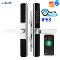 IP68 Waterproof Smart Aluminum door lock Euro 5572 2885 double hook Mortise TTlock Tuya wifi Fingerprint UPVC Sliding door lock