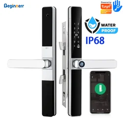 IP68 Waterproof Smart Aluminum door lock Euro 5572 2885 double hook Mortise TTlock Tuya wifi Fingerprint UPVC Sliding door lock