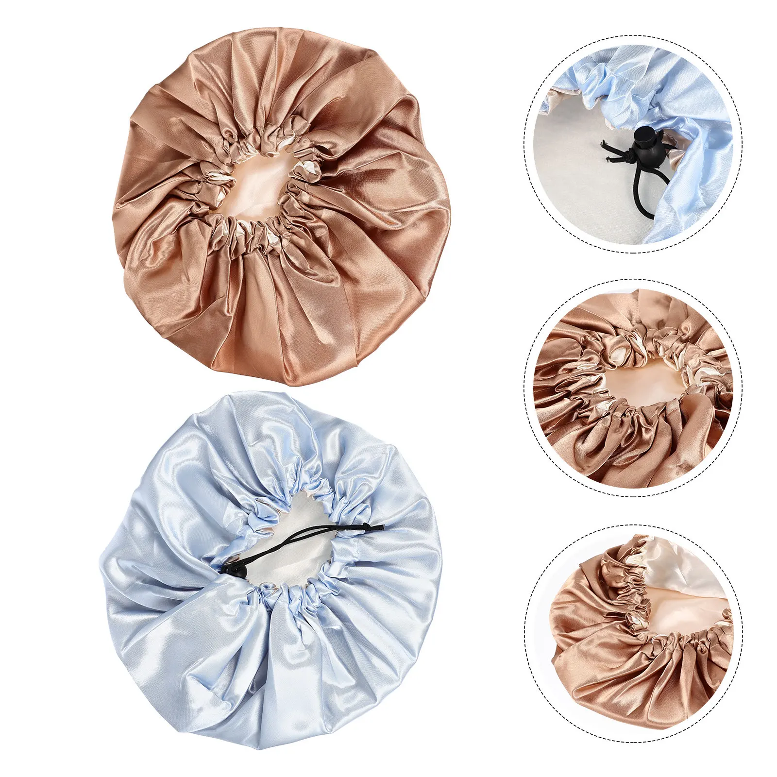 

Комплект из 2 атласных шапочек для сна: удобные эластичные женские шапочки для волос, мягкие шапочки для душа для ухода за волосами, эластичные женские шапочки