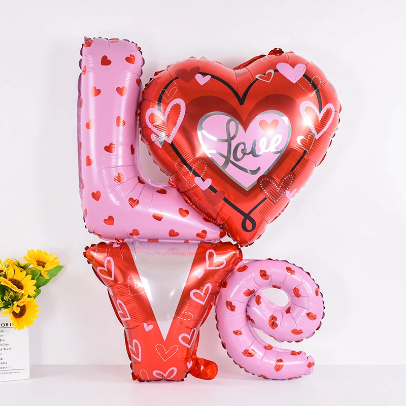 Love Heart Helium Balloons Wedding Background Room Decoration Valentine's Day Anniversary Aluminium Foil Balloon Party Supplies