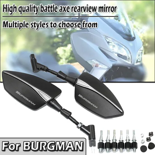 Imagen 1 del producto Para BURGMAN AN125 AN250 AN400 AN650 Burgman 400 650 125 200 8/10mm espejos retrovisores universales ajustables espejo lateral