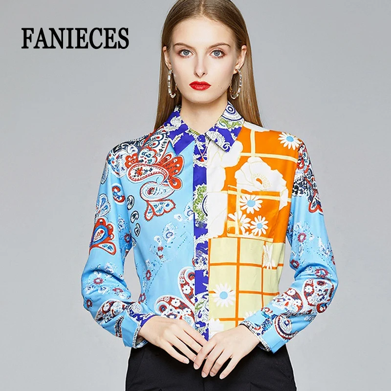 

Модные приталенные рубашки для женщин, роскошные блузки с принтом, элегантные офисные топы, дизайнерские рубашки с длинным рукавом от люксового бренда, рубашки-камисас.