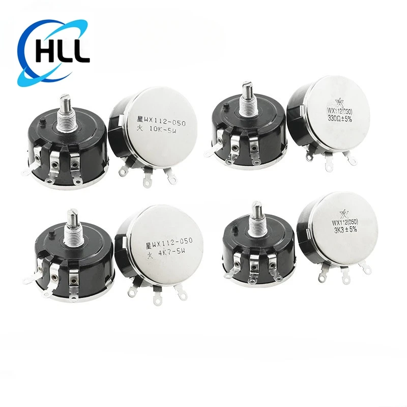 WX112 WX050 5W Single Circle Wire Wound Potentiometer (050) 100R 220R 1K 2K2 4K7 10K 22K 33K 47K 100 220 2.2K 4.7KΩ Ohm