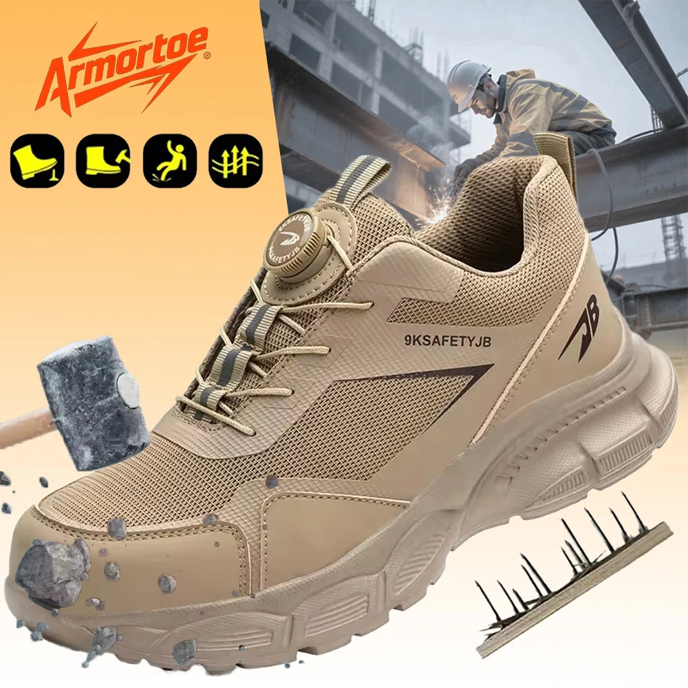 

ArmorToe Rotating Buckle Steel Head Anti-smash Anti-stabbing Safety Shoes In Four Seasons Lightweight Work Shoes #Armor2757