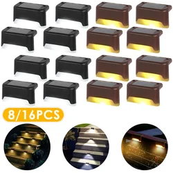 Warm White LED Solar Step Lamp Path Stair Outdoor Garden Lights Waterproof Balcony Light Decoration for Patio Stair Fence Light