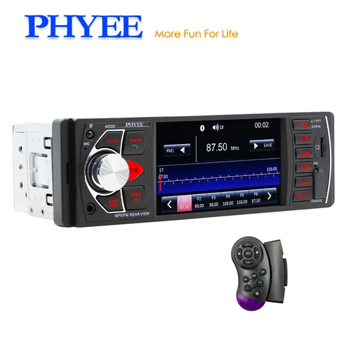 Radio de coche Bluetooth, 1 Din, reproductor MP5, manos libres, USB TF Aux FM estéreo, control remoto en el volante, cámara de respaldo, unidad principal 4022D
