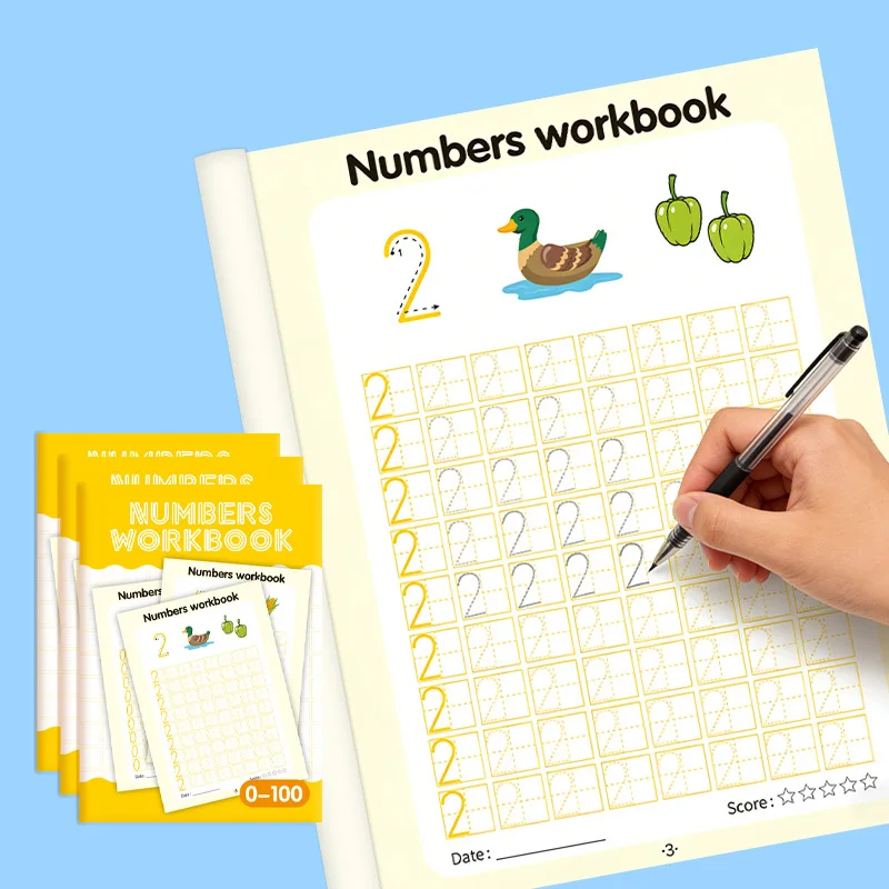 Early Education Book, Children's Digital Exercise Book, Pen Control Training Number 0-100, Interactive Learning Activity Book