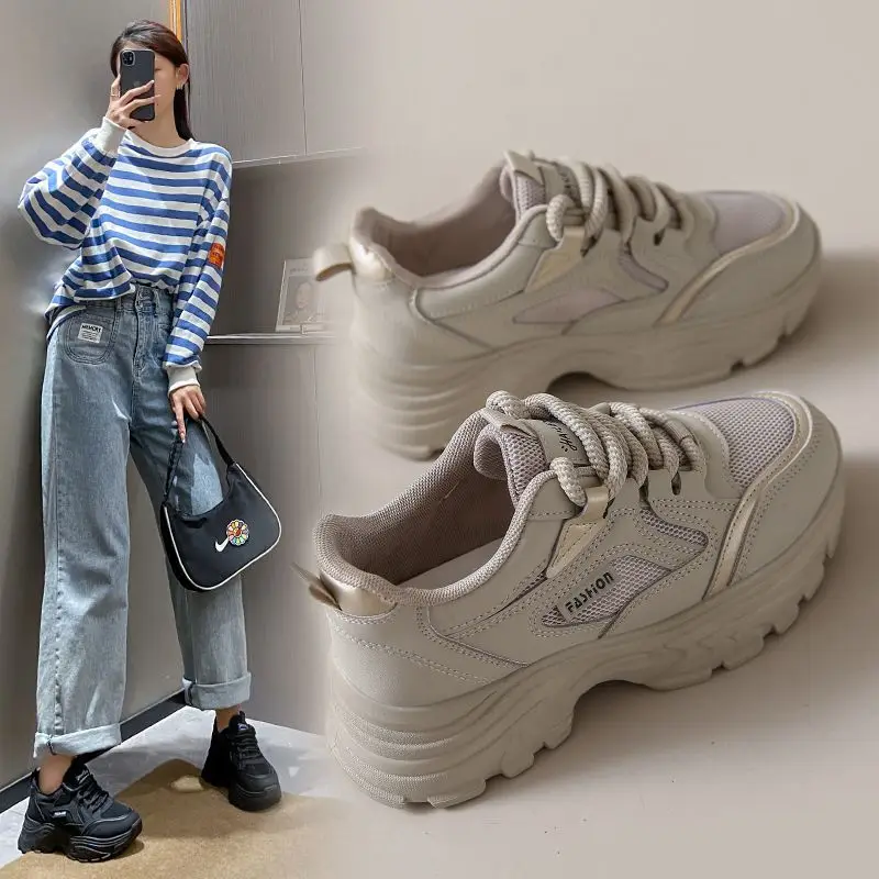 

Нескользящая обувь на вулканизированной платформе, женские повседневные кроссовки на толстой подошве, увеличивающие рост с дышащей сеткой для занятий спортом, Zapatos Mujer