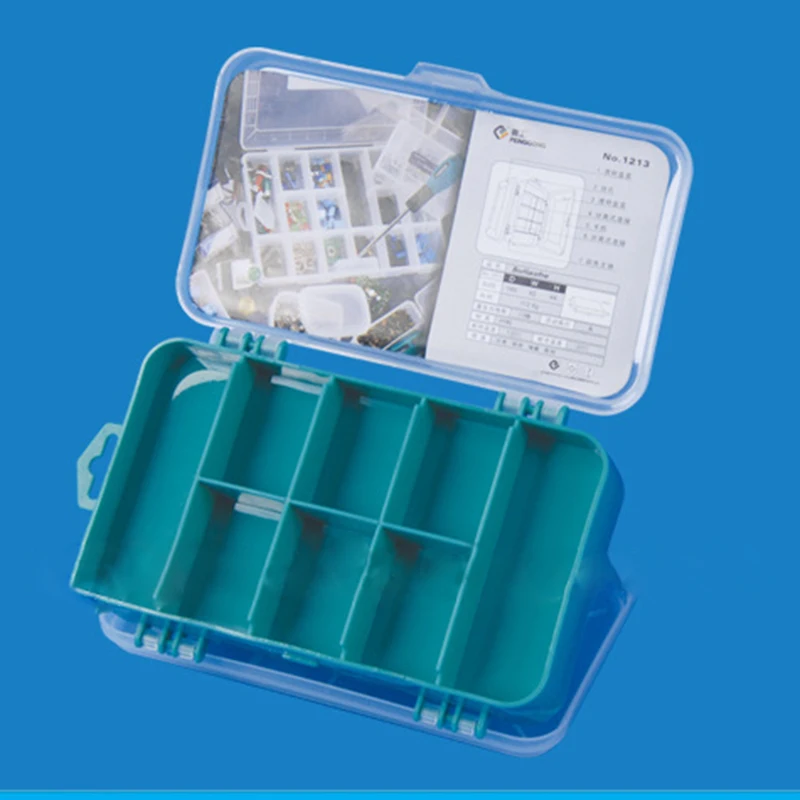 Double-sided toolbox  13 Grids Tool Box Double-Side ToolBox Organizer Storage Box Multifunction Tool Case For Small Components