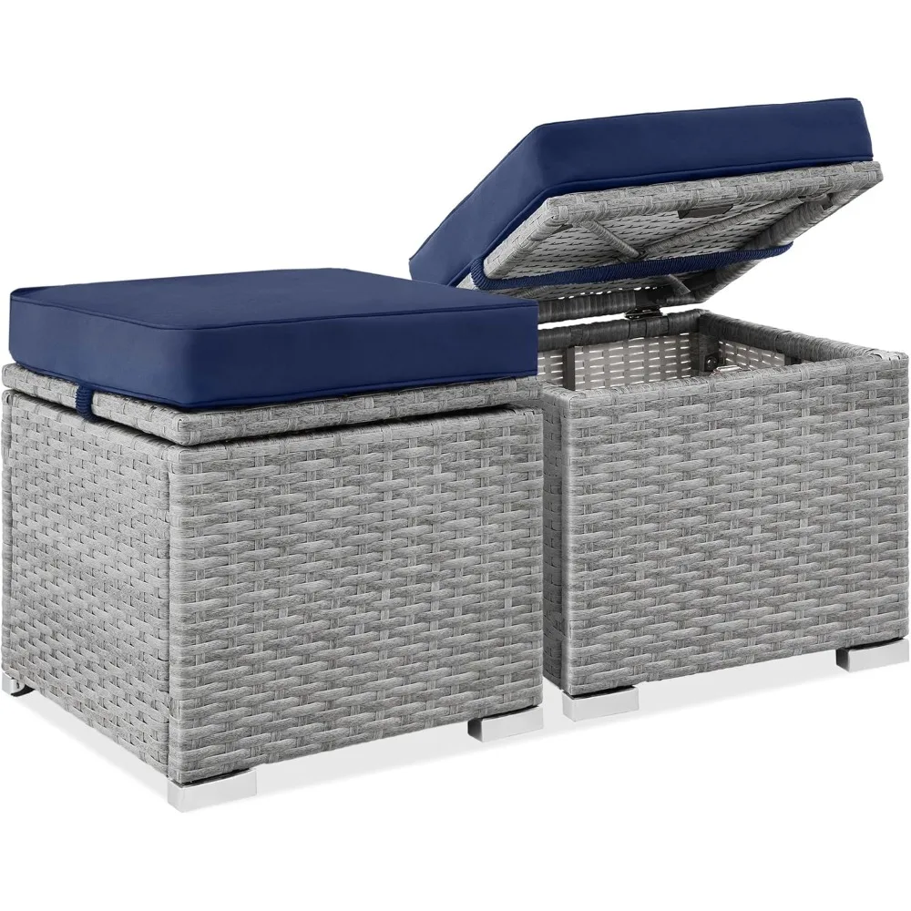 

Best Choice Products Set of 2 Wicker Ottomans, Multipurpose Outdoor Furniture for Patio, Backyard, Additional Seating, Footrest