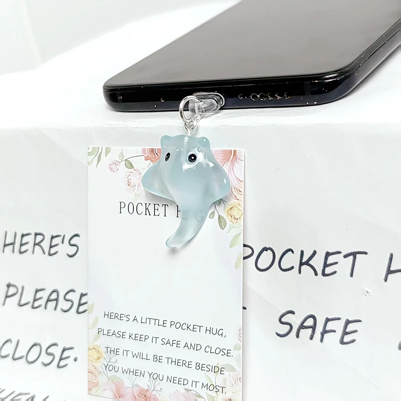 Cute Luminous Devil Fish Phone Dust Plug Accessories Decoration Hanging Pendant For iPhone For Samsung Type-C Charging Port view 3