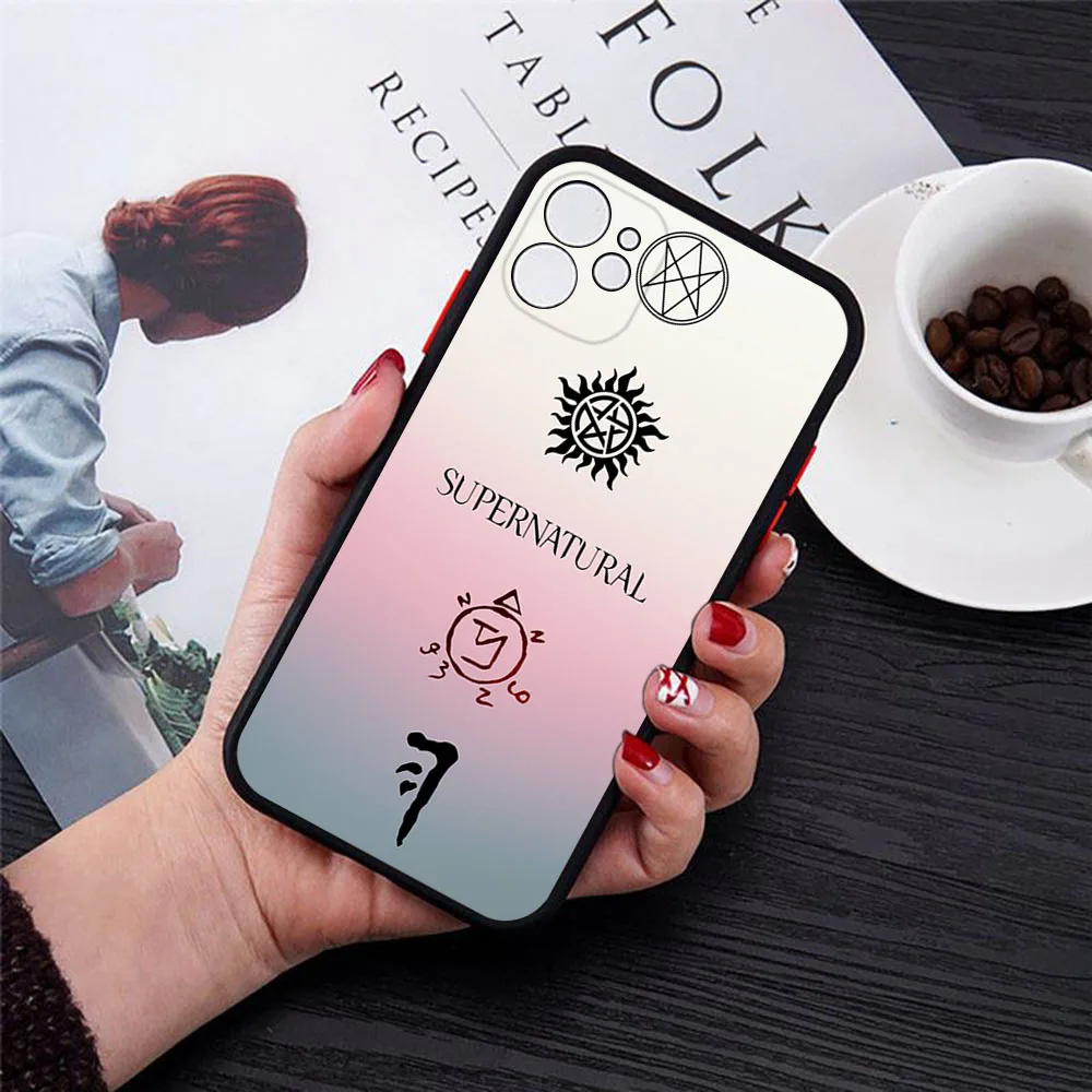 Phone Case For iphone 16Pro 7 8 Plus 15 14 13 Mini 12 11 16 Pro Max SE XR Supernatural Crowley Matte Frosted Translucent Cover