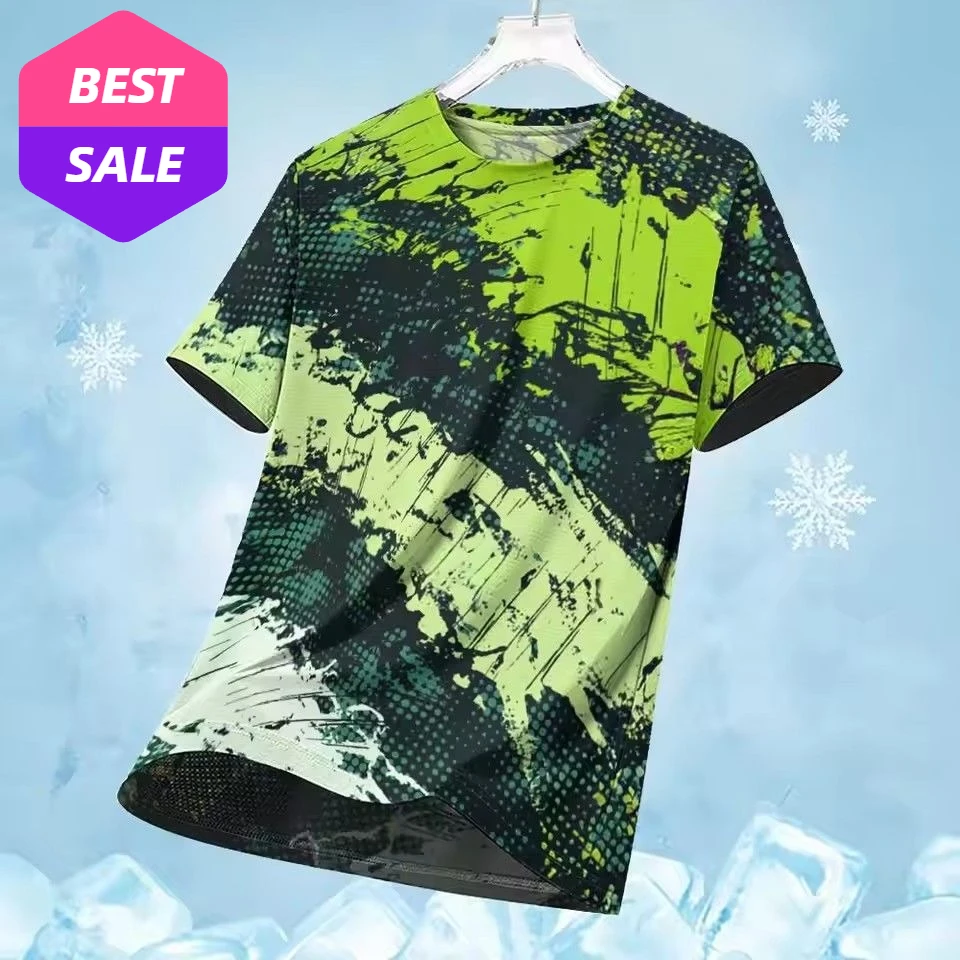 

Men's Running Sports T-shirt, Multi-color 3D Printed T-shirt, Breathable and Quick-drying Short-sleeved Sports Top T-shirt Y2K