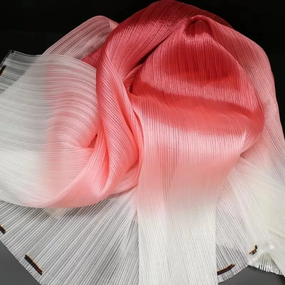 

2025 Gradient Color Pleated Texture Fabric DIY Bright Organza Mesh Fabric Handmade Designer Fabric Wedding Background