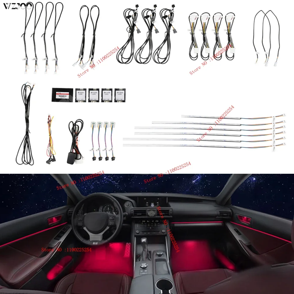 64Color For Lexus IS CT200 UX NX RX Dedicated button Control Decorative LED Atmosphere Lamp illuminated Strip Neon Ambient Light