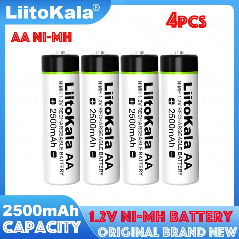 4 sztuk oryginalny LiitoKala 1.2V AA 2500mAh akumulator Ni-MH aa do pistoletu temperaturowego pilot zdalnego sterowania baterie do zabawek myszy