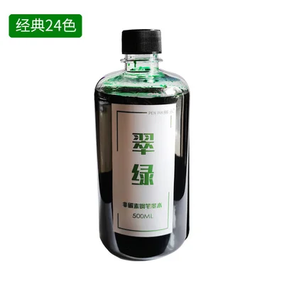 Big Volume 500ml/ Bottle 24 Colors Non Carbon Dyestuff Fountain Pen Ink Without Powder, Smooth Writing Ink