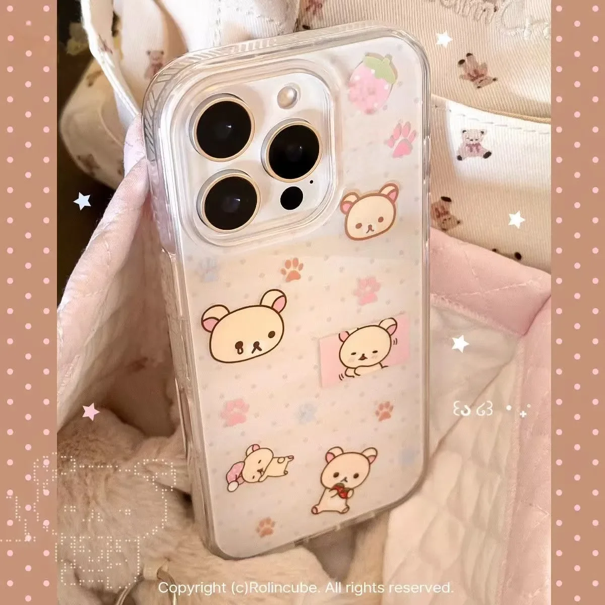 Pink Cute Sweet Bear Phone Case For iPhone 17 Air 16 15 14 1