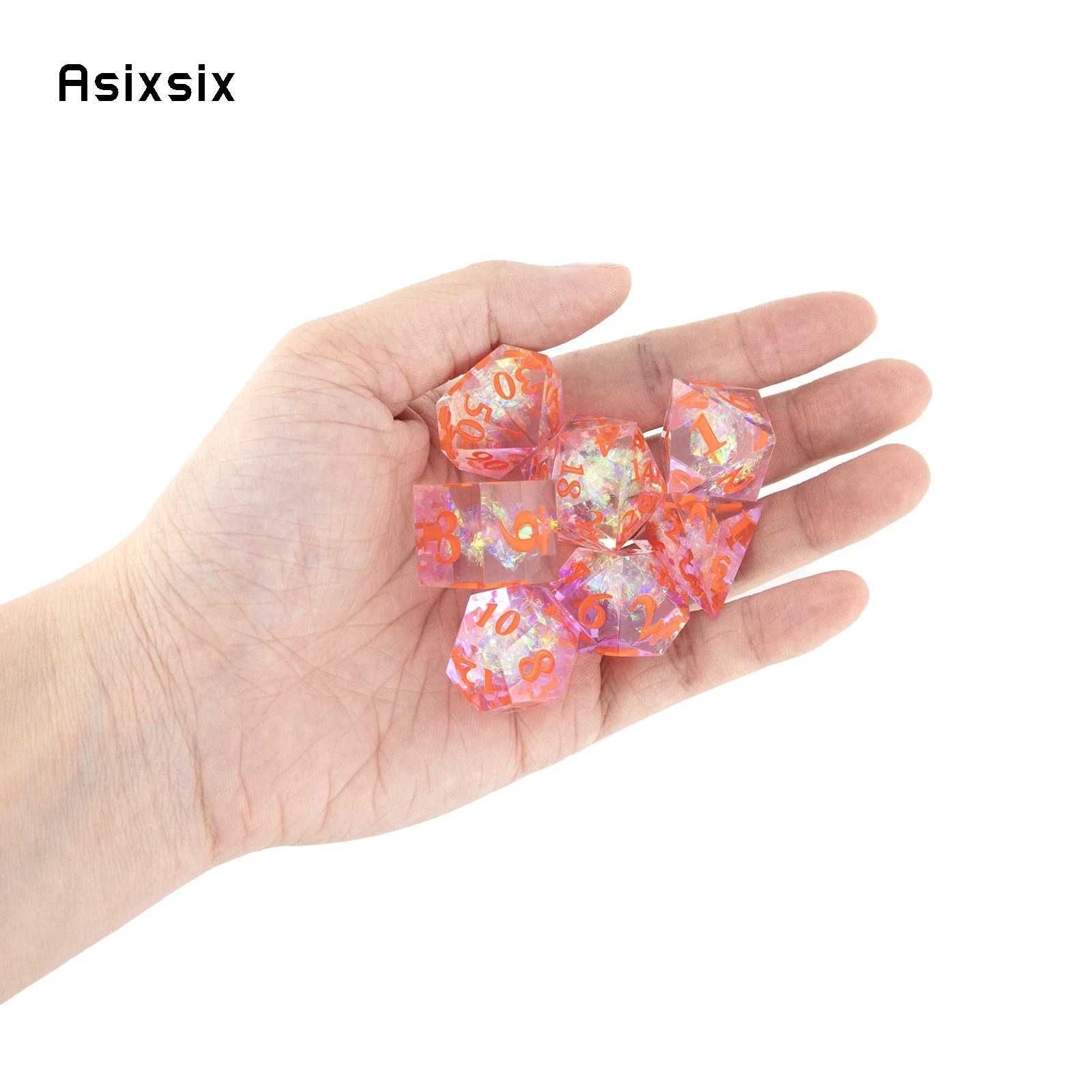 RESIN Dice, Perfect For Tabletop Rpgs And Card Games 7 Pcs Pink Resin Pink Number Sharp Edge Dice Polyhedral Dice Suitable For R