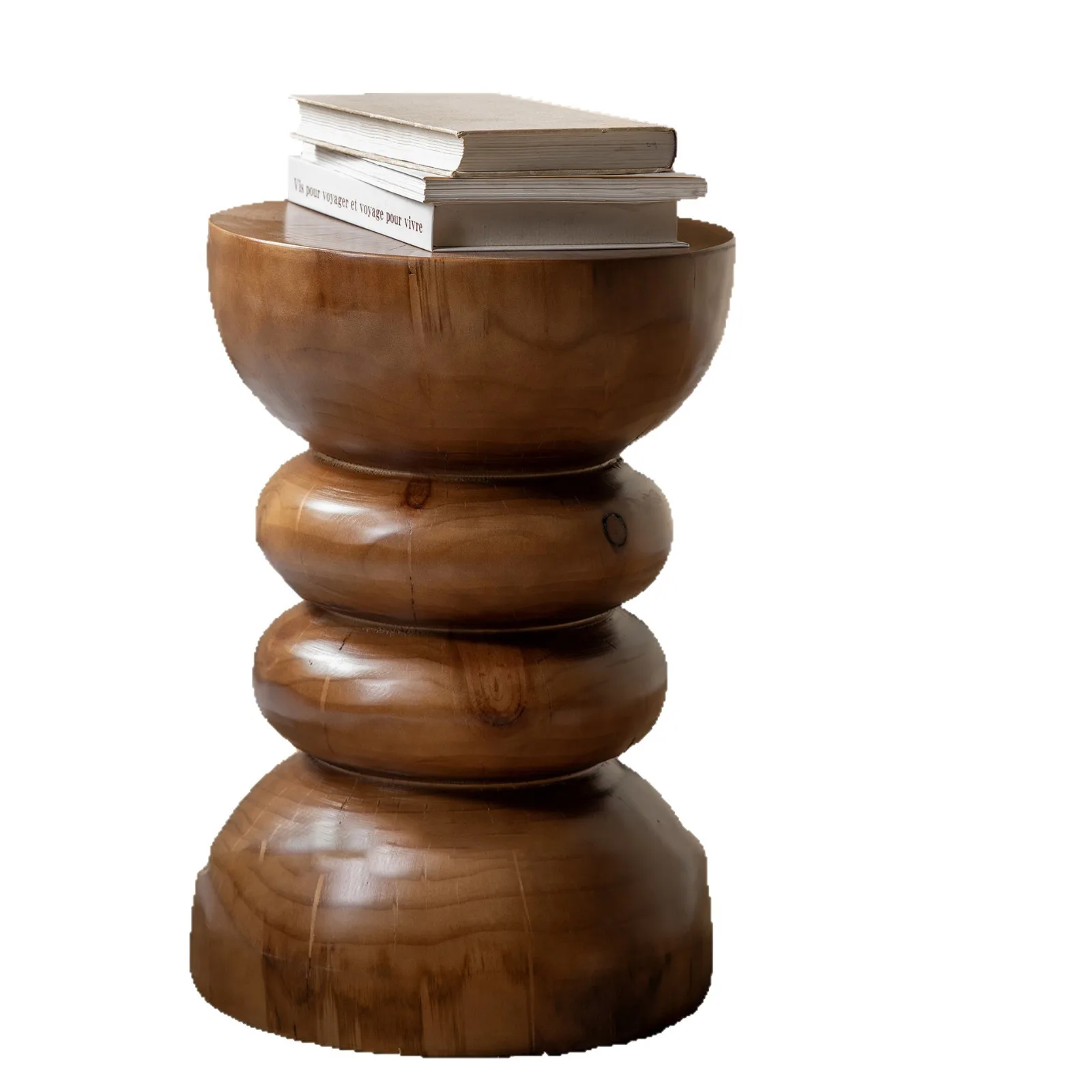Wabi Sansan wind solid wood pier carbonized black coffee table B & B living room sofa edge ornament wooden pile bedside corner
