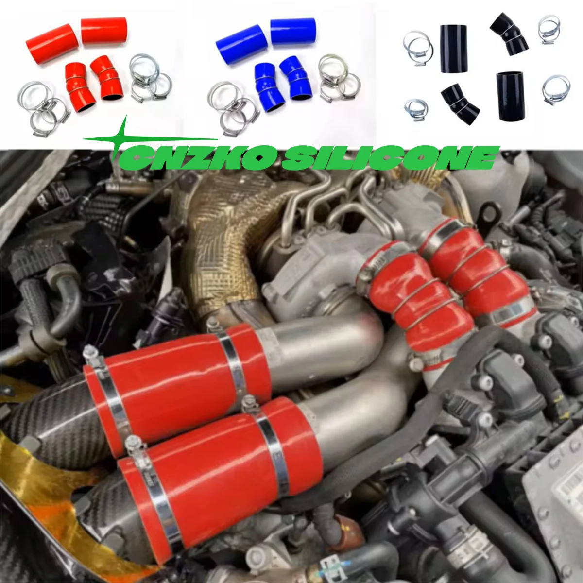 

CNZKO For Audi C7 RS6 RS7 Turbo to Chargecooler Outlet Hoses and Inlet Pipes to Airbox Silicone Intake Tube + clamps