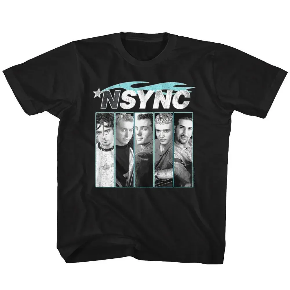 Kids NSYNC Album Cover Blue Flame Black Pop Music Boy Band Shirt