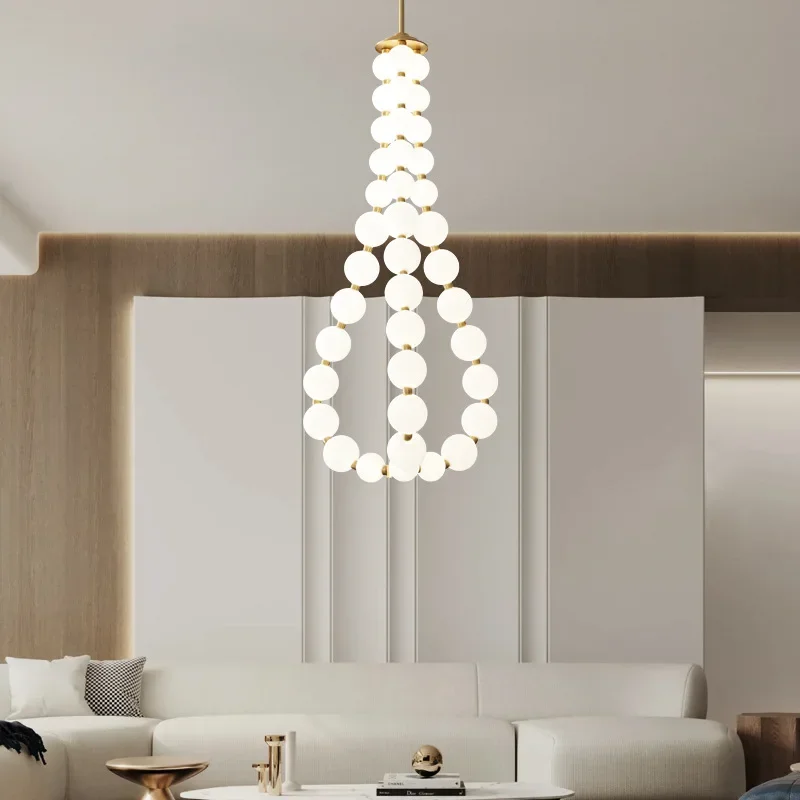 Duplex Loft Villa Long Chandelier Light Luxury Nordic Creative Staircase Light Modern Minimalist LED Light Living Room Headlight