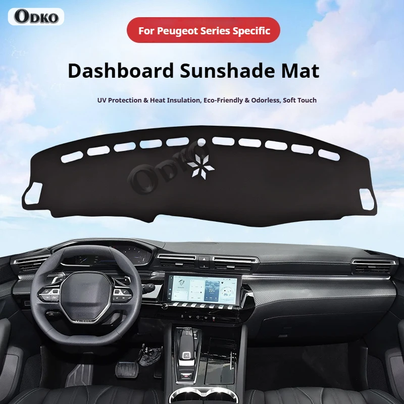 

For Peugeot 508L Leather Car Dashboard Sun Shade Mat Instrument Desk Non-slip Cover leather Accessories Interior Mouldings