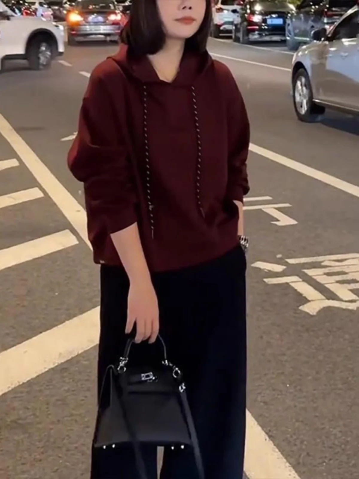 

Large Size Retro Color Hoodie Women's Casual Versatile Top Drawstring Spring 2026 New Style Age-Defying Comfortable