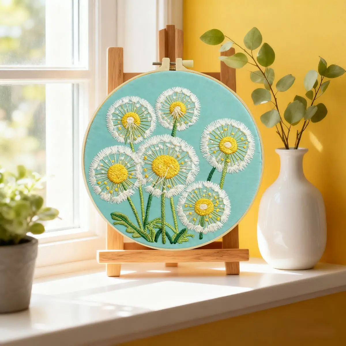 1pc 20X20CM/15X15CM 7.87/6.3inch Dandelion Embroidery Starter Kit DIY kit DIY embroidery kit manualidades Sewing Art Needle Art