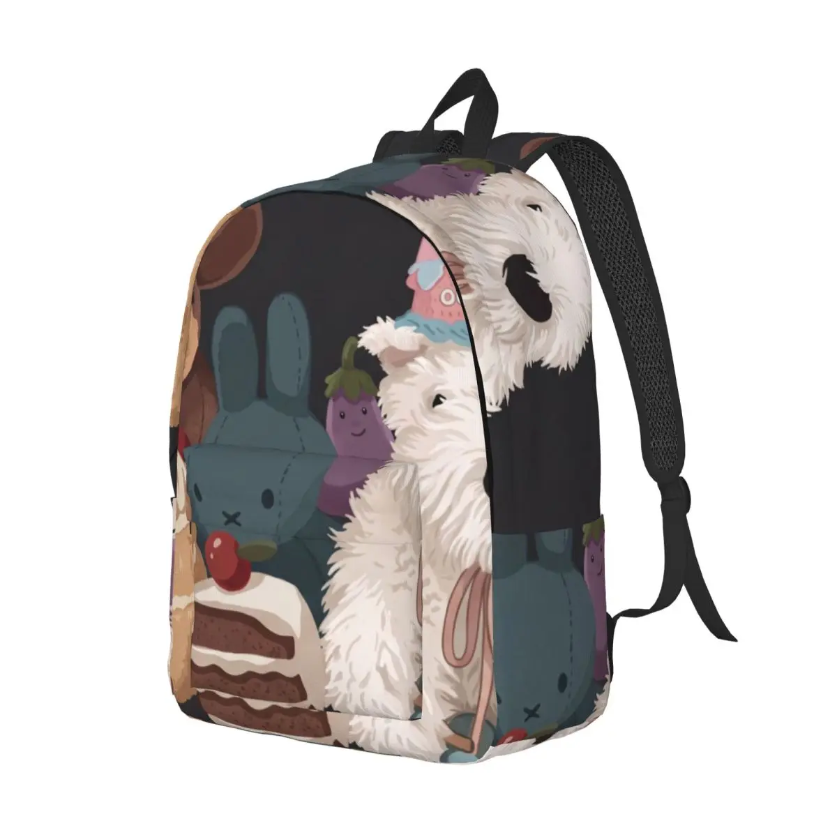 Aesthetic Animal Student Backpack Center Party Dog Whimsical Cute Dark Gray White Multi Fun Bookbag for Girls Boys Teens School