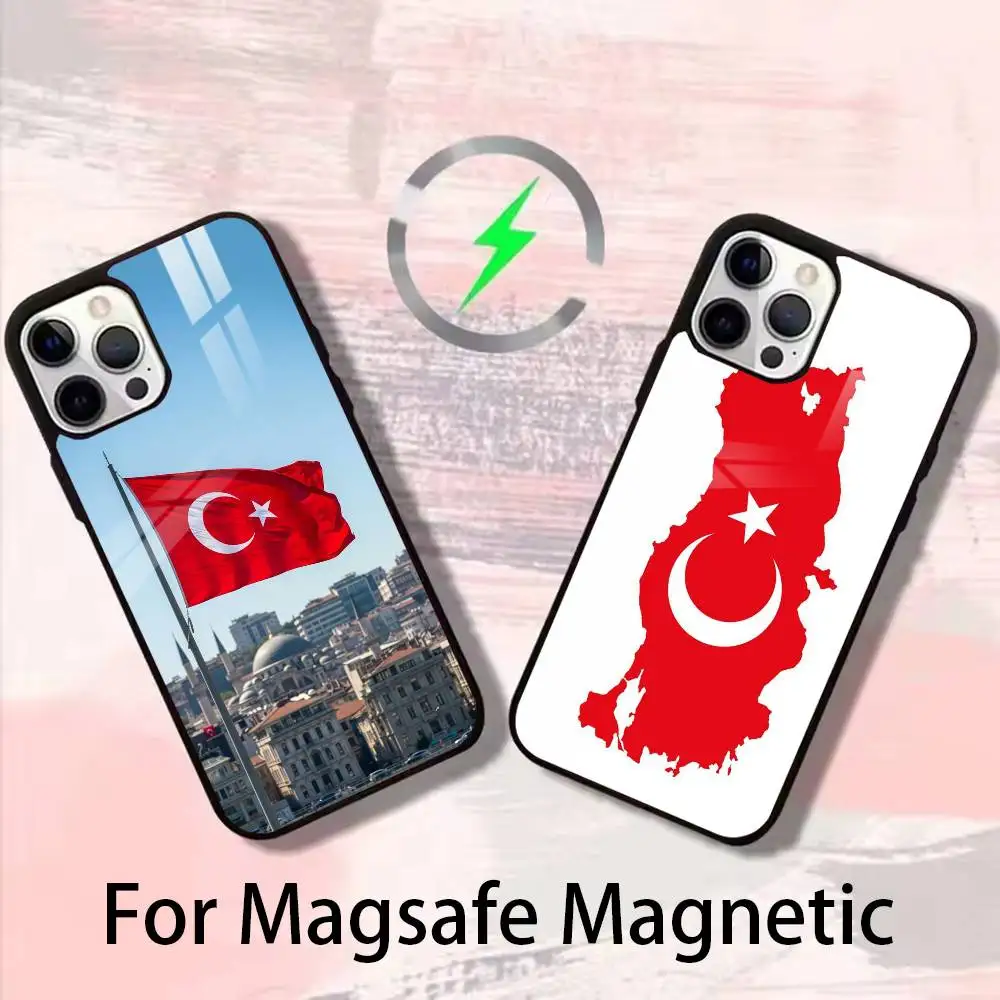 

Turkey Turkish Flag Phone Case For iPhone 17 16 15 14 13 12 Pro Max Plus for Magsafe Mirror Wireless Magnetic Cover