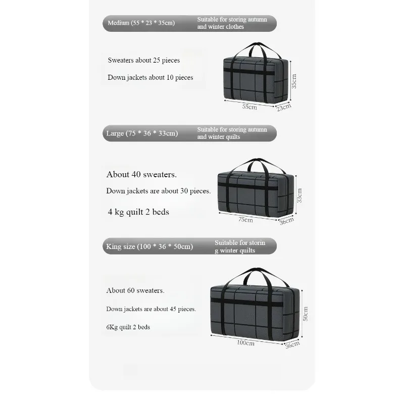 Large Capacity Portable Folding Duffel Bag Hand-Held Clothing Storage with Double Zipper Padded Wardrobe Organizer for Moving image 4