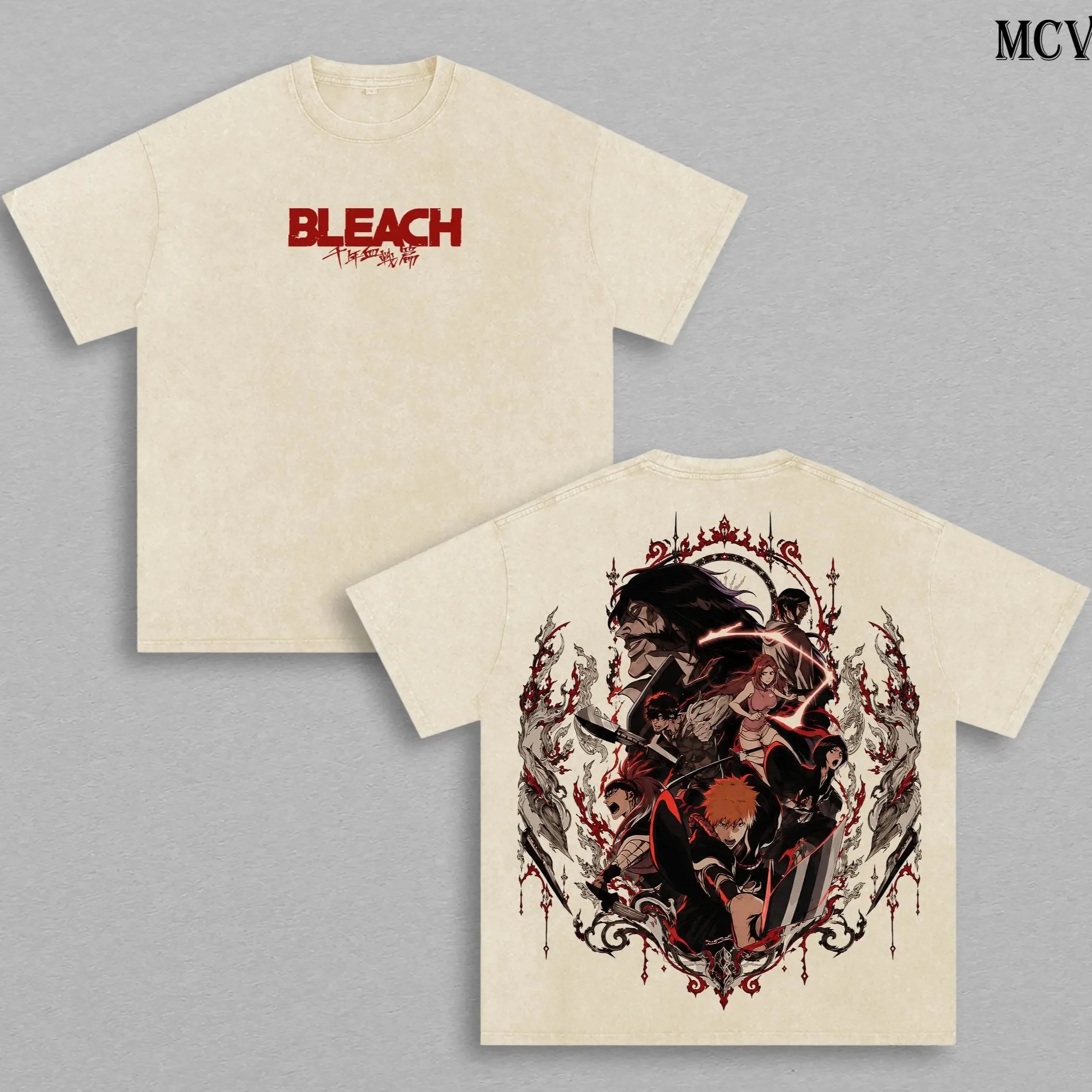 Anime BLEACH Thousand-Year Blood War T-shirt Men Clothing Vintage Washed T Shirt Summer Oversized High Quality Cotton Tees Tops