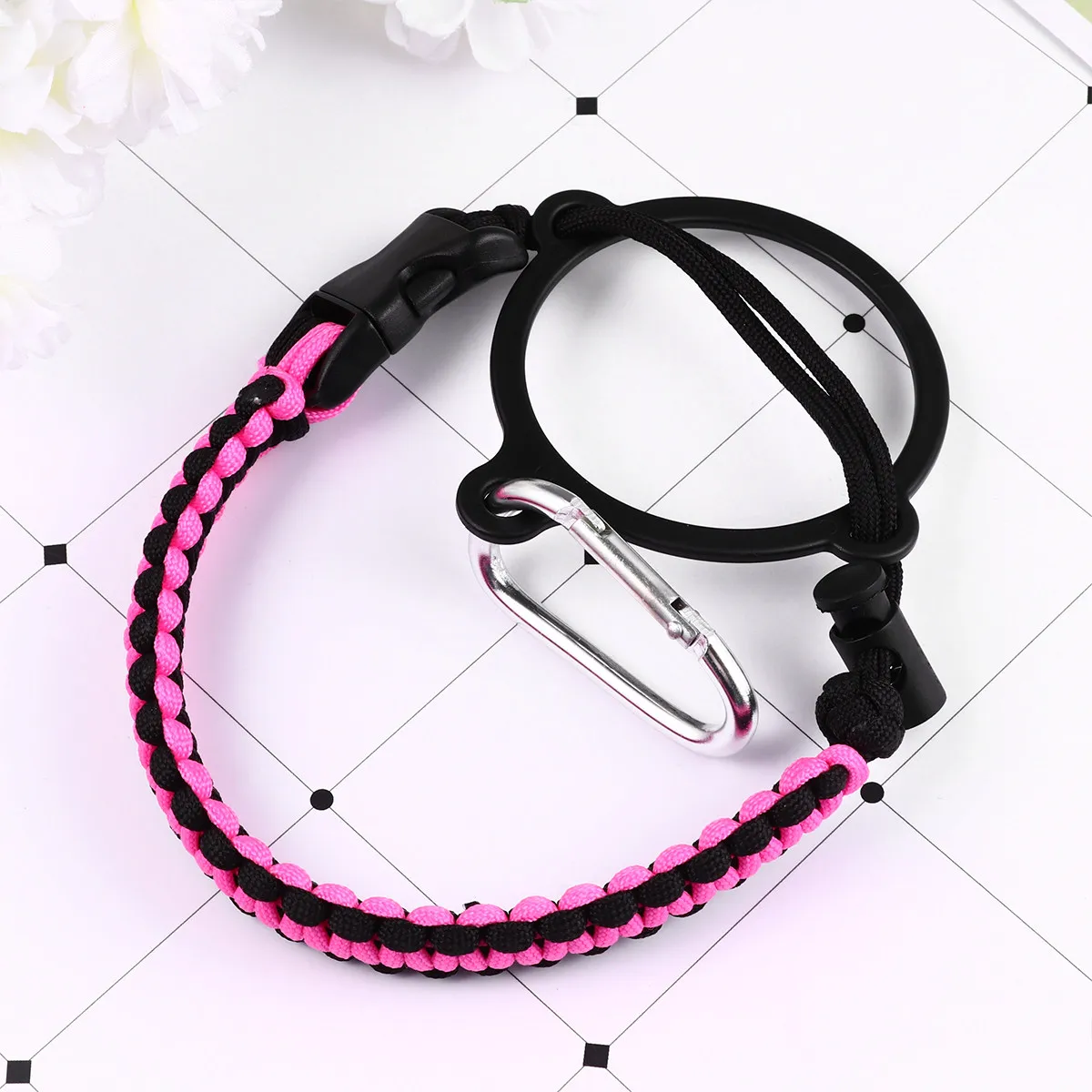 2 Piezas de Correa de Seguridad para Botella de Agua, Color Rosa, para Emergencias, Supervivencia al Aire Libre, Soporte para Botella, para Senderismo, Camping y Excursionismo