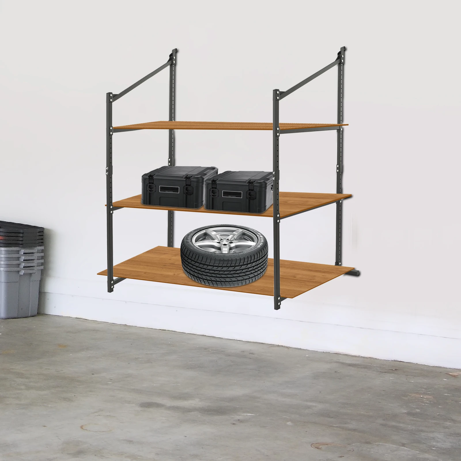 2 قطعة دعامات أرفف من 3 طبقات، سعة تحميل 110 رطل، دعامات رف مثبتة على الحائط ذات قوة صناعية، دعامات مثلثة معززة