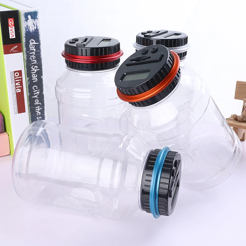 1 قطعة بنك العملات المعدنية الرقمية الشفافة التلقائي Rmb تحديد حصالة على شكل حيوان سعة كبيرة البلاستيك توفير المال جرة للأطفال #5