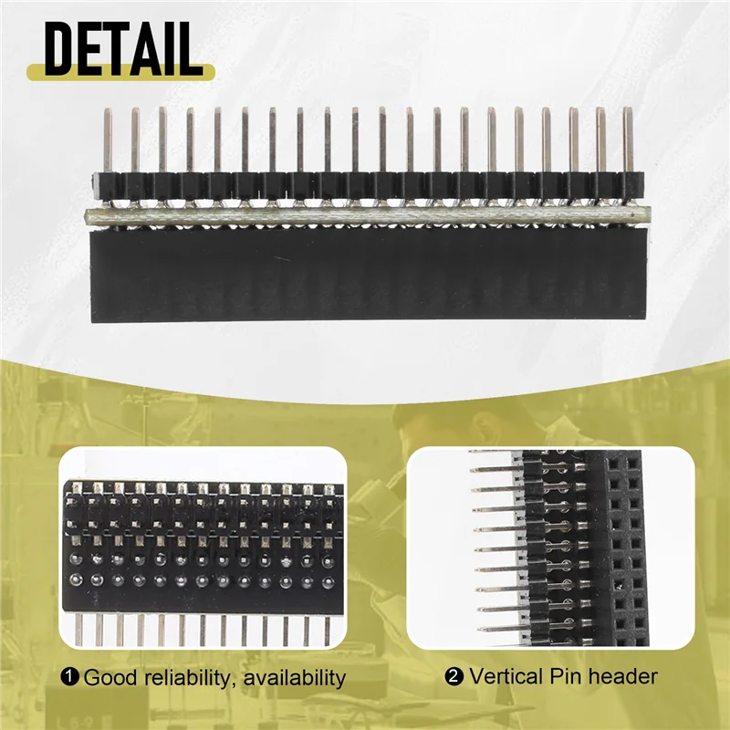 Y19A Mini Connectors For Raspberry Pi 40-Pin GPIO 1 To 2 Expansion Board 2 X 20-Pin Strip Dual Male Header Double Row Straight