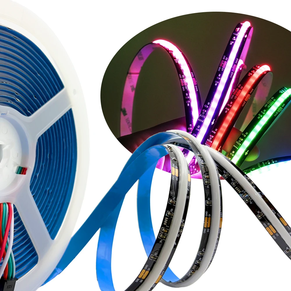 1-10M WS2811 COB RGB IC Addressable LED Strip 720 LEDs High Density 10mm 12V 24V Dream Color Flexible FCOB Light White Black PCB