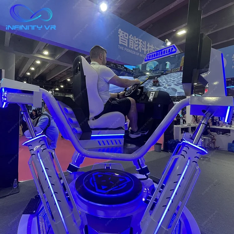 Kinderen en volwassenen 3 schermen 6Dof Vibration Motion Seat Cockpit Sim Racing Game Machine Driving Simulator te koop