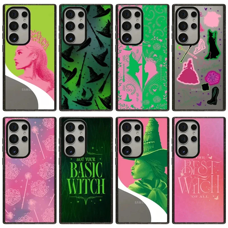 Funda con borde negro acrílico magnético mágico creativo para Samsung Galaxy S22 S23 S24 Ultra S22 + S23 + S24 Plus funda protectora