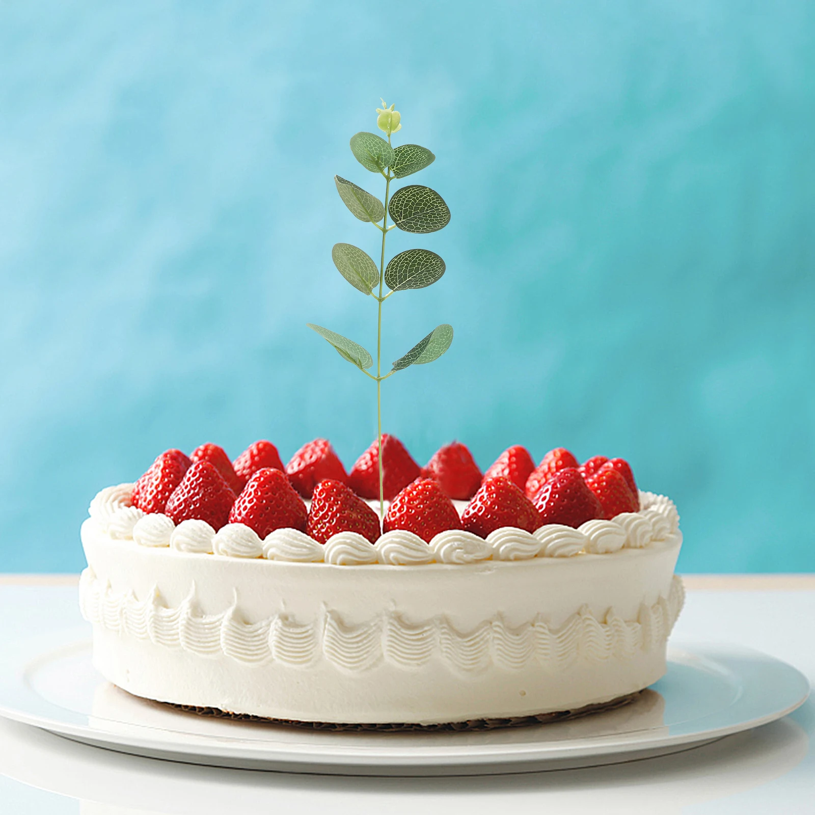 

20 pcs Eucalyptus Leaf Cake Topper Inserts Natural Greenery Decor For Birthday Holiday Party Baby Shower Baking Diy Decoration