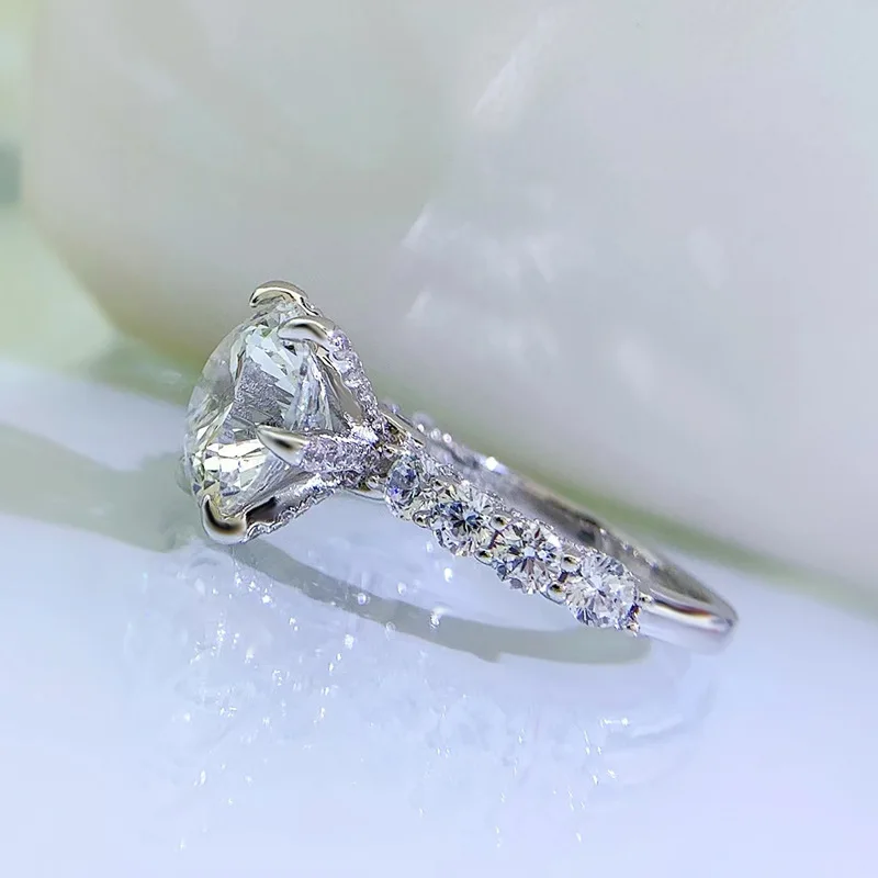 Joyce jelly Luxus 5 Karat portugiesisch schneiden 100 Gesicht geschnitten Moissan ite Ring für Frauen 925 Sterling Silber Schmuck – Detail 15