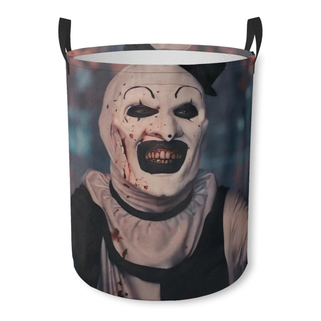 Household Fabric Dirty Cloth Basket Storage BucketCute Terrifier Horror Movie Home Folding Toy Storage Basket Laundry Basket